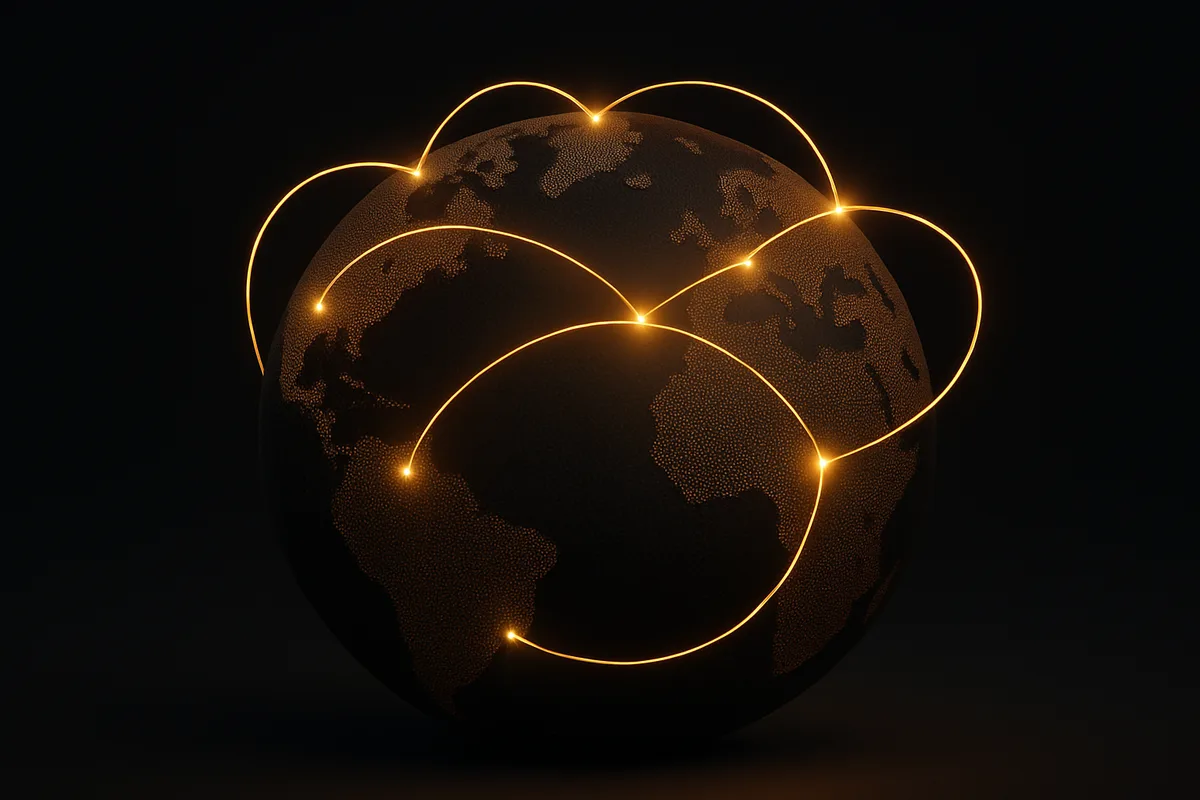 Secure Paid VPN global network — dedicated exit nodes in six countries across four continents connected by encrypted routes